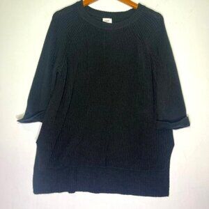 Mote by Anthropologie‎ Black Knit Oversized Crewneck Sweater Sz M